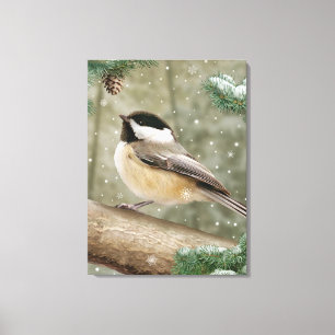 Alan Giana "Winter Chickadee" Canvas Print