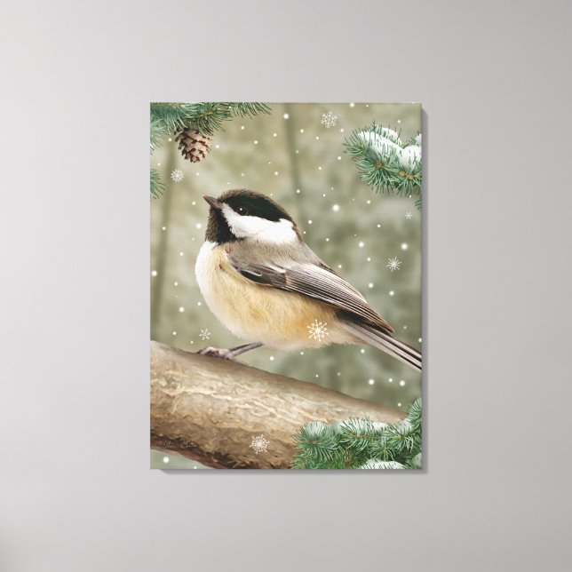 Alan Giana "Winter Chickadee" Canvas Print (Front)