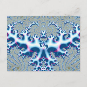 ALAN ~ Icy White and Blue 3D Fractal Design ~ Postcard