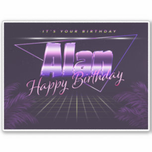 Alan Name First name lila retro Sticker Birthday