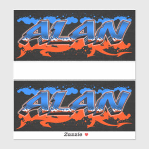 Alan Vorname Name Graffiti Aufkleber Sticker