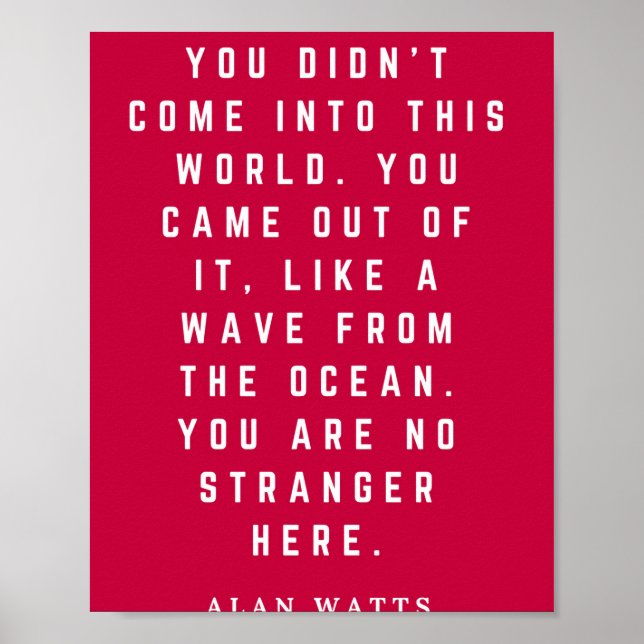 Alan Watts You Didnt Come Into This World You Came Poster (Front)
