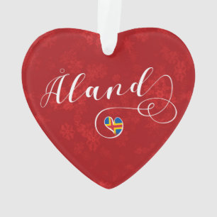 Åland Heart Flag, Aland Islands, Finland Ornament