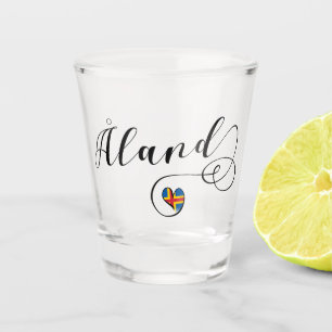 Åland Heart Flag, Aland Islands, Finland Shot Glass