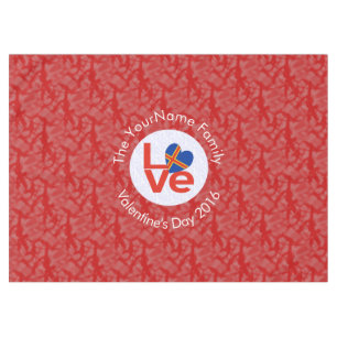 Åland Island Flag Heart LOVE Red Personalized Text Tablecloth