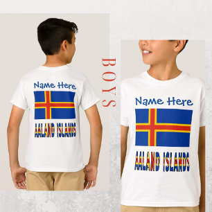 Åland Islands Ålander Flag Blue Personalization T-Shirt