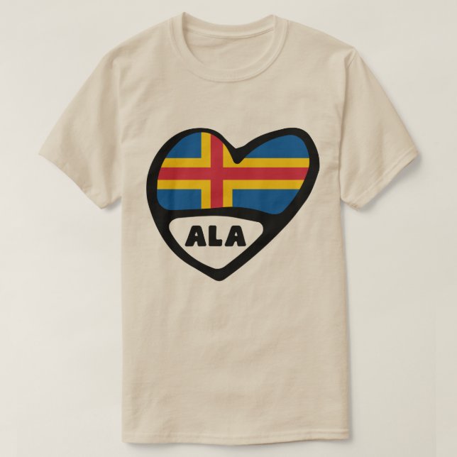 Åland Islands Country Code Flag Heart T-Shirt (Design Front)