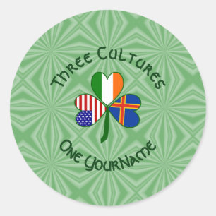 Åland Islands Ireland USA Shamrock Personalized  Classic Round Sticker