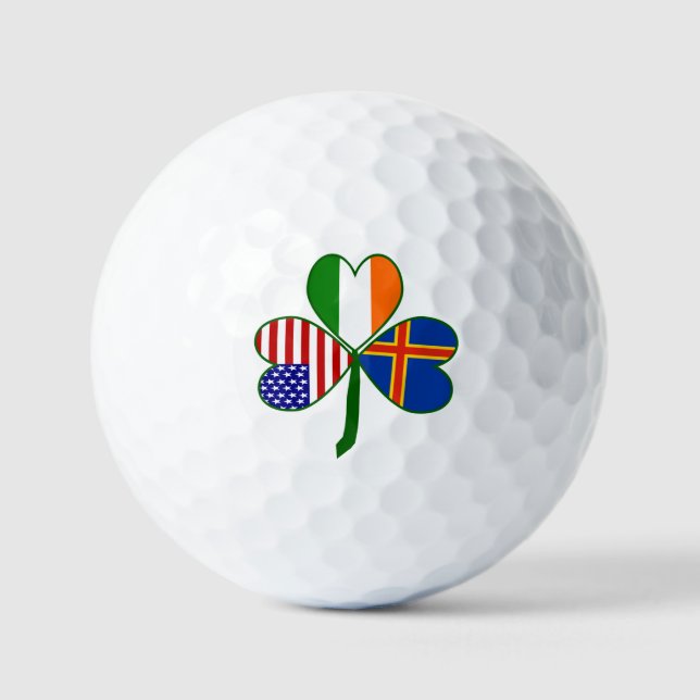 Åland Islands Ireland USA Shamrock Personalized  Golf Balls (Front)