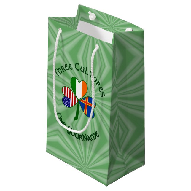 Åland Islands Ireland USA Shamrock Personalized  Small Gift Bag (Front Angled)