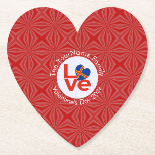 Åland Islands Red Letter LOVE Flag Personalized Paper Coaster