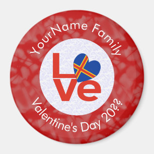 Åland Islands Red LOVE Flag Personalized  Magnet