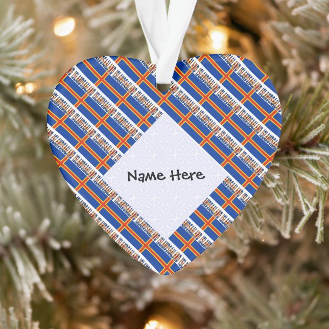 Ålander Åland Islands Flag Tiled Personalized  Ornament (Tree)