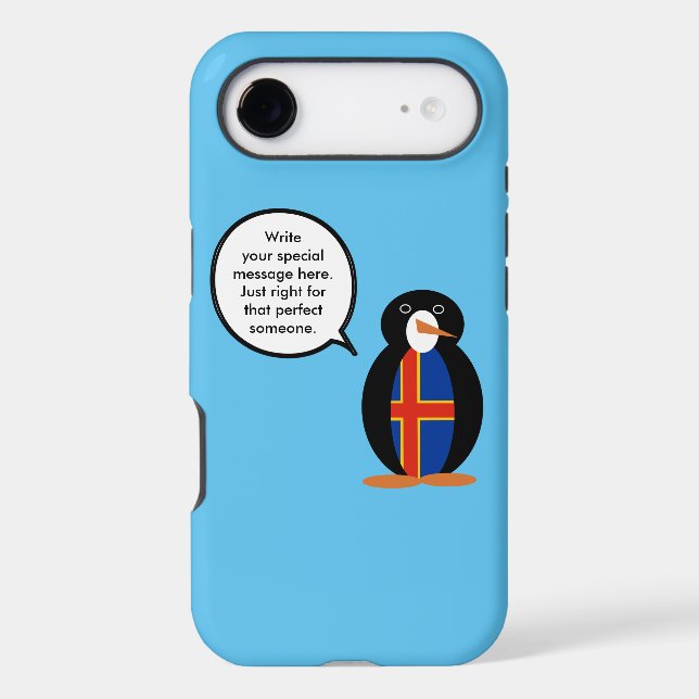 Ålander Flag Talking Ms. Penguin Personalized Text (Back)