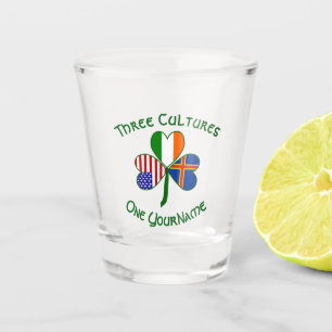 Ålander Irish American Shamrock Flag Personalized Shot Glass