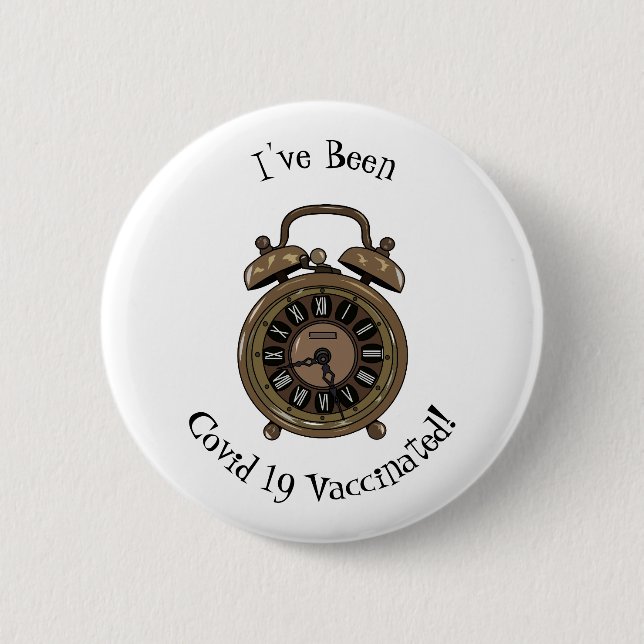 Alarm clock cartoon illustration 2 inch round button (Front)