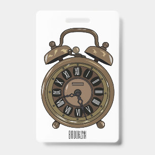Alarm clock cartoon illustration badge