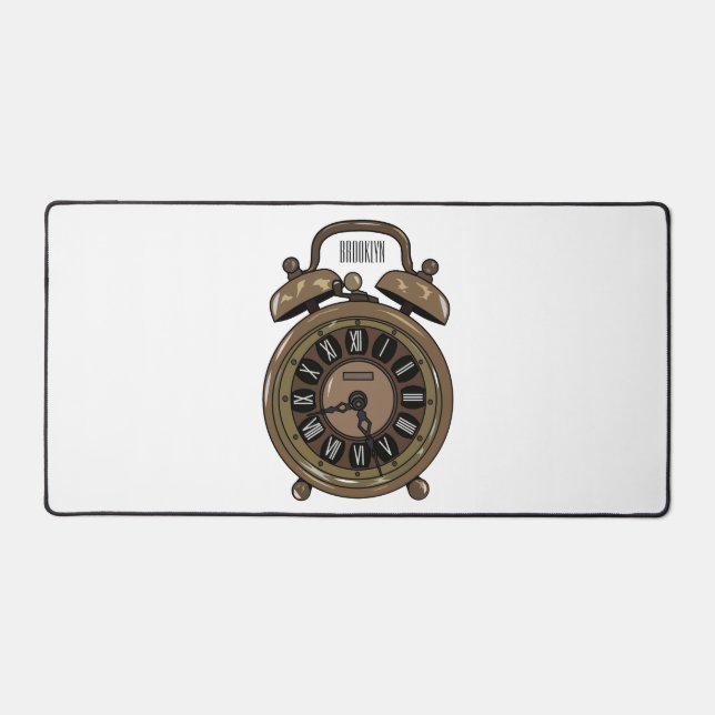 Alarm clock cartoon illustration desk mat (Front)