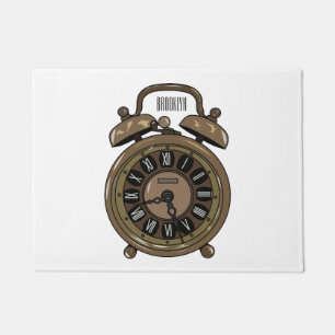 Alarm clock cartoon illustration doormat