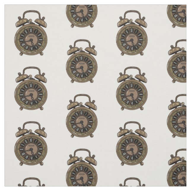 Alarm clock cartoon illustration fabric (Swatch)