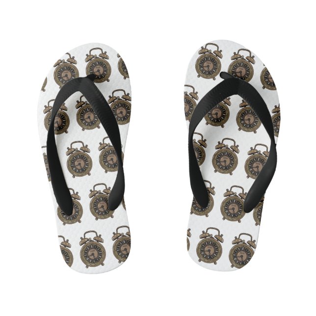 Alarm clock cartoon illustration kid's flip flops (Footbed)