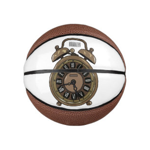 Alarm clock cartoon illustration mini basketball