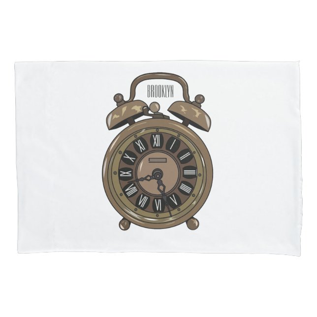 Alarm clock cartoon illustration pillowcase (Front)