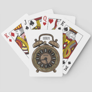 Alarm clock cartoon illustration playing cards