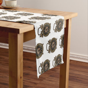 Alarm clock cartoon illustration short table runner