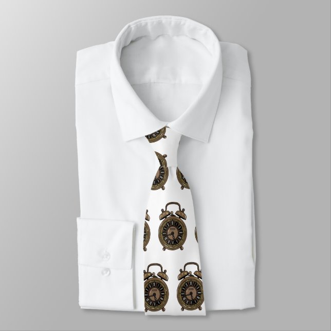 Alarm clock cartoon illustration tie (Tied)