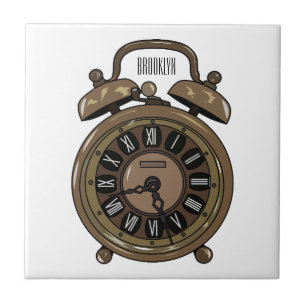 Alarm clock cartoon illustration tile