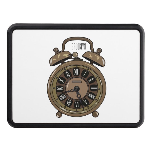 Alarm clock cartoon illustration trailer hitch cover (Front)