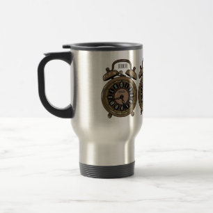 Alarm clock cartoon illustration travel mug