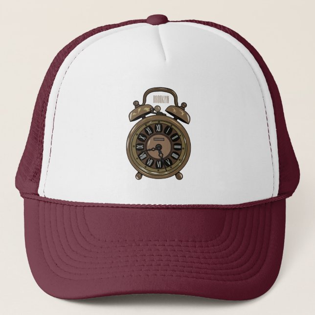 Alarm clock cartoon illustration trucker hat (Front)