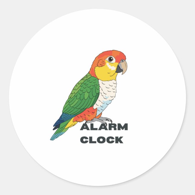 Alarm Clock Sun Conure – Loud Parrot Design Classic Round Sticker (Front)