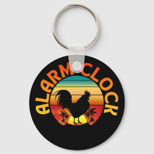 ALARM CLOCK VINTAGE MORNING ROOSTER CHICKEN KEYCHAIN