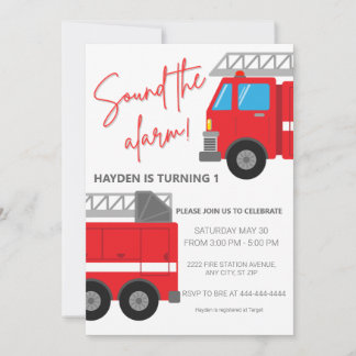 Alarme Camion Invitation d'anniversaire