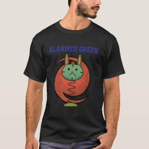 Alarmed Green Funny Cat Orange T-Shirt