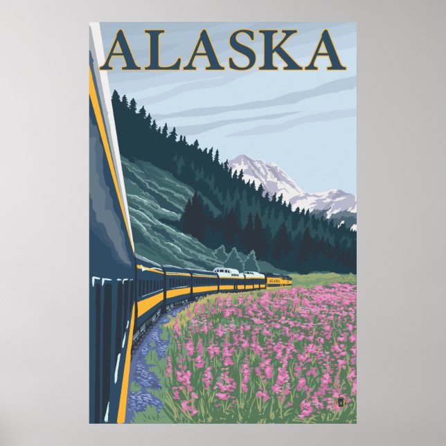 Alaska - Alaska Railroad and Fireweed Poster (Front)