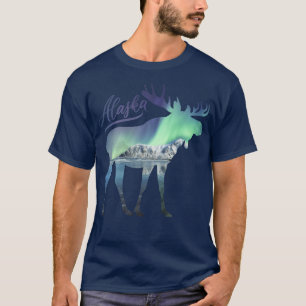 Alaska Alaskan Wildlife Moose Aurora Borealis The  T-Shirt