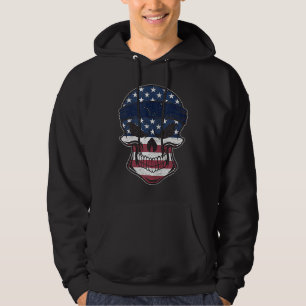 Alaska American Flag Skull State Flag Alaska Root Hoodie