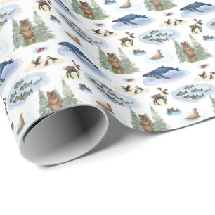 Alaska Animal Toile (Original Colors)  Wrapping Paper