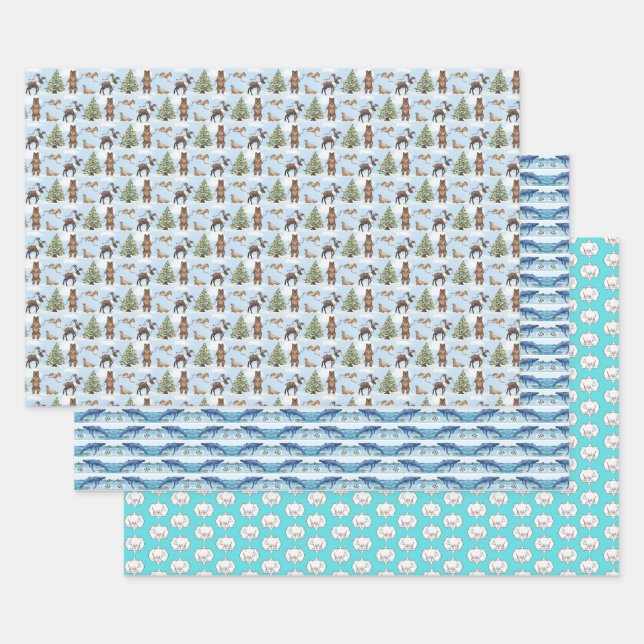 Alaska Animals Holiday Wrapping Paper  (Set)