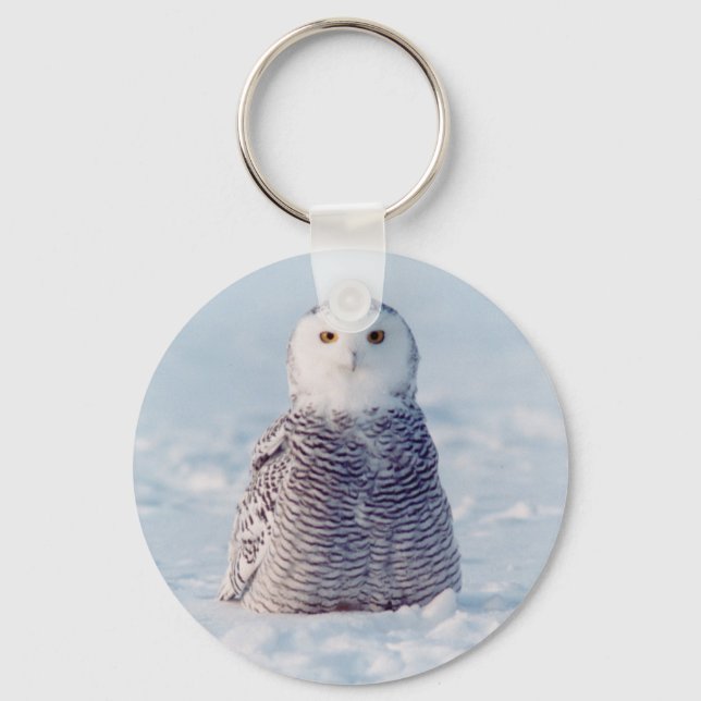 Alaska Arctic Winter Snowy Owl Keychain (Front)