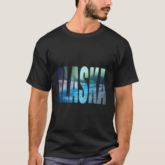 Alaska Aurora Borealis Northern Lights Snow T-Shirt (Front)