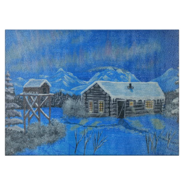 Alaska Aurora Cabin Cutting Board (Front)