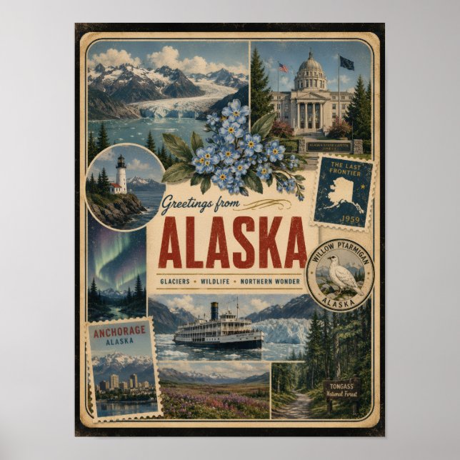 Alaska Authentic Vintage Style Poster (Front)