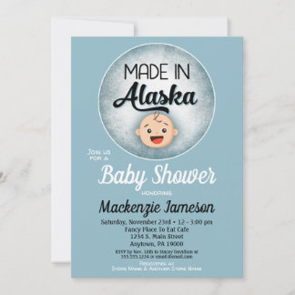 Alaska Baby Shower Funny Blue Boys Invitation