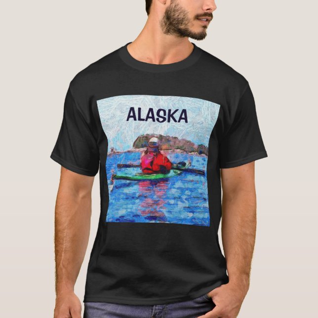 Alaska Barenoff Islands Kayaking Painterly T-Shirt (Front)