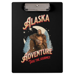Alaska Bigfoot Adventure Retro Wilderness Art Clipboard